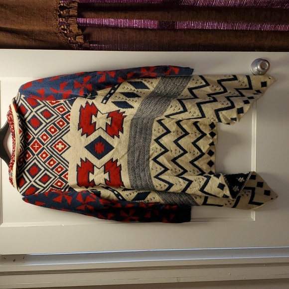 Dreamers Red, Blue & Cream Cardigan - Small/Medium - Picture 3 of 3